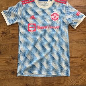 Adidas Manchester United Ronaldo Blue and White Men's Soccer Jersey